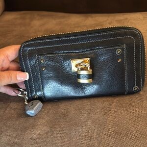 Chloe Black Wallet with Gold Accents